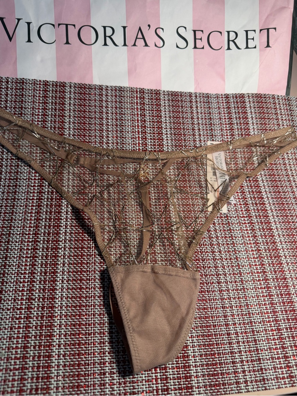 Victoria's Secret Nude Sheer Embroidered Thong